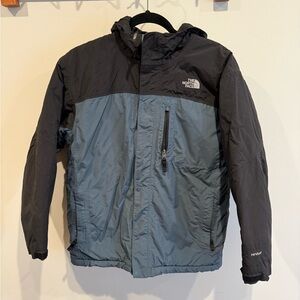 The North Face Boys Hooded Jacket Black Blue Size Large 14/16 Insulated